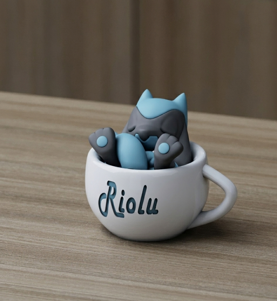 Figura Riolu Pokémon En Taza Coleccionable 3d