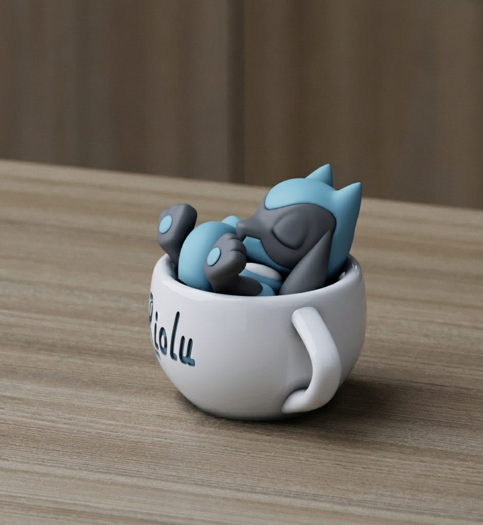 Figura Riolu Pokémon En Taza Coleccionable 3d