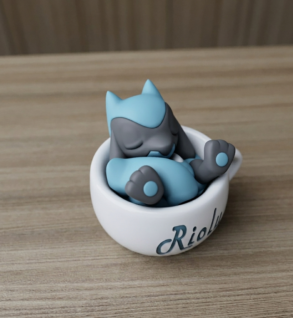 Figura Riolu Pokémon En Taza Coleccionable 3d